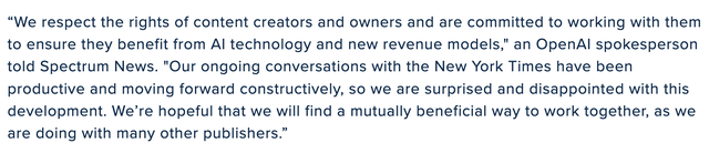 OpenAI微軟被起訴!《紐約時報》指控AI侵權,要求銷毀侵權模型和訓練數據