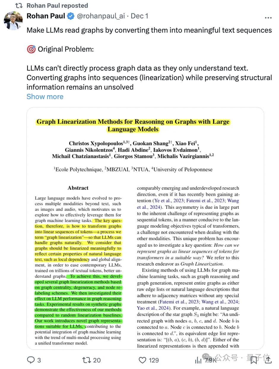 圖結構轉文本序列，大模型直接讀懂！圖推理性能大漲