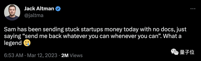 ChatGPT老板撒錢救難:百萬美元幫硅谷銀行受害公司,不要借條不用承諾,能還時(shí)再還